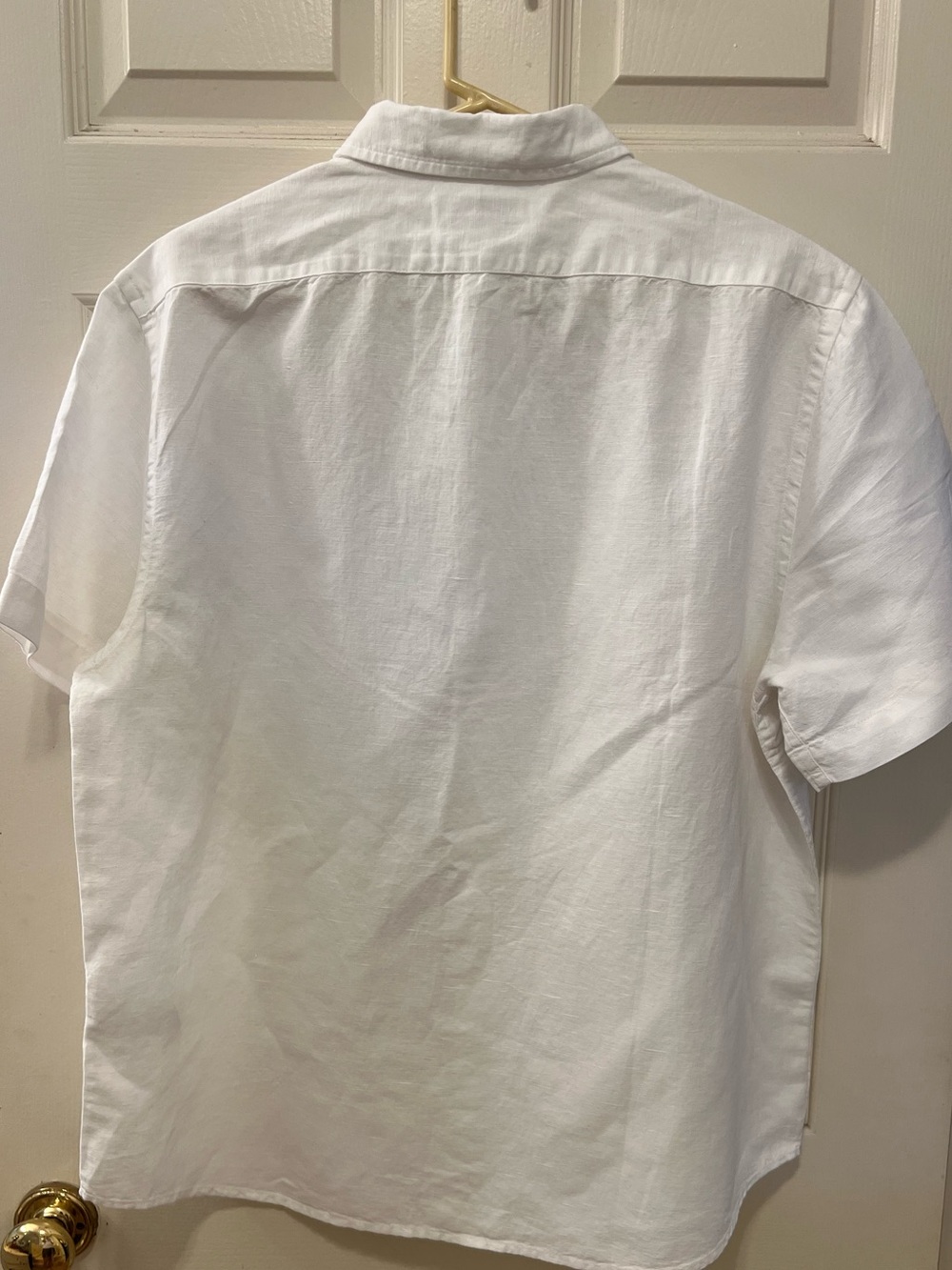 Banana Republic White Short-Sleeve Linen Blend Button-Down Shirt - Picture 3 of 5